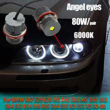 Load image into Gallery viewer, Bright 80W LED Angel Eyes Marker Lights Bulbs Lamp for BMW E87 E39 M5 E60 E61 E63 E64 M6 E65 E66 E83 X3 E53 X5 2000-2008