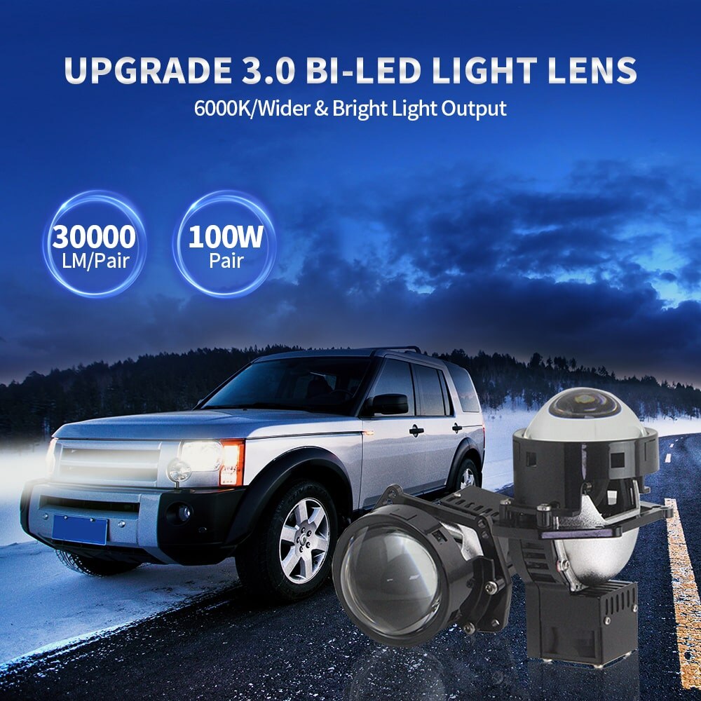 1 Set LHD RHD 3.0 Inch Bi Led Projector Lenses Retorfit Headlight Shrouds 3R G5 6000K 120W Universal Car Headlamp Retrofit DIY