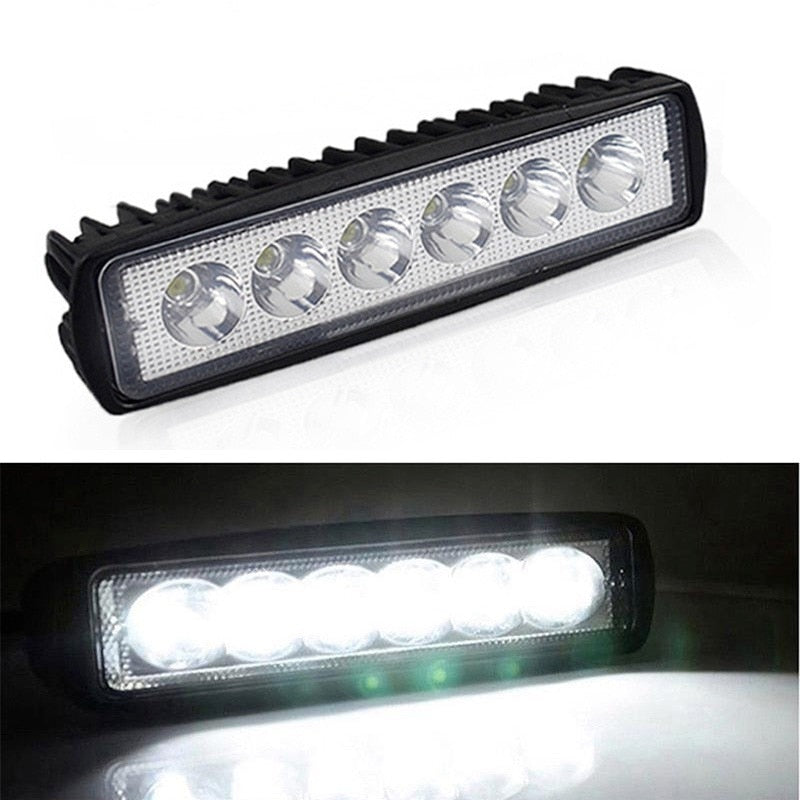 18w 6 LED Car Work Light High Bright Spotlight Universal Offroad Automobile Truck Driving Fog Headlights DRL Driving Lamp 12V