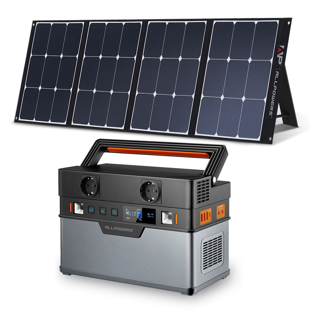 ALLPOWERS Portable Generator 110/220V Power Station 2000W / 700W Emergency Power Supply With 200W Monocrystalline solar panels